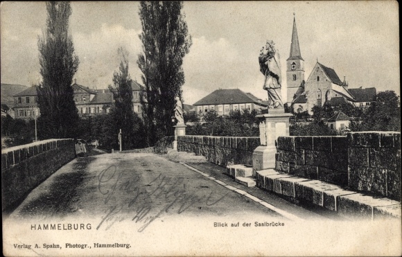 PC Hammelburg in Lower Franconia Bavaria, view of the Saalbrücke