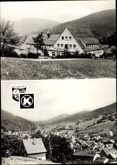 Postcard Oberschönau, convalescent home consumer cooperative city of Leipzig, Kanzlersgrund, panorama