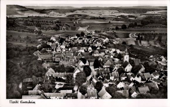 Postcard Markt Einersheim in Lower Franconia, aerial photograph