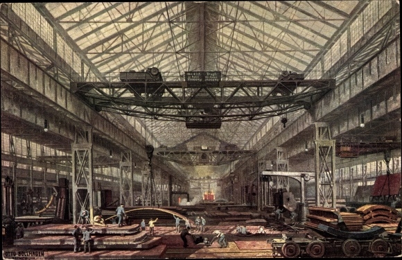 Künstler Ak Bollhagen, Otto, Friedrich Krupp AG, Gussstahlfabrik Essen, Panzerbearbeitungswerkstatt
