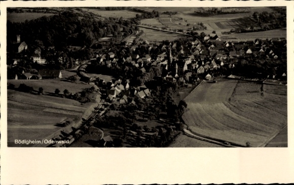Ak Bödigheim Buchen in het Odenwald Baden, luchtfoto