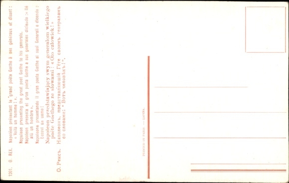 Artist Postcard Rex, Napoleon presentant le grand poete Goethe