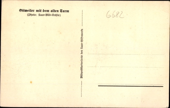 Postcard Ottweiler in Saarland, houses with an old tower