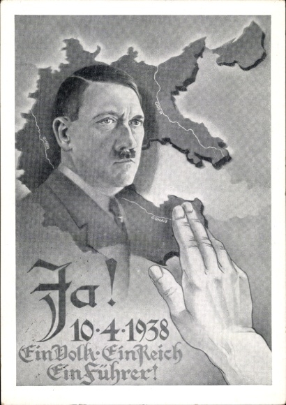 Artist Postcard One People, One Reich, One Leader, 10.04.1938, Vote Greater Germany, Adolf Hitler