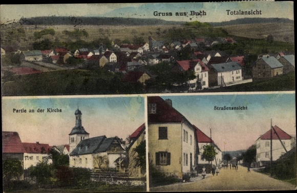 Postcard Buch im Taunus, church, total view