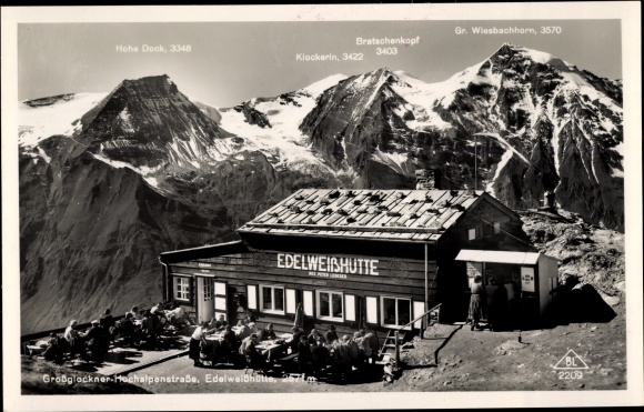 Postcard Fusch on the Grossglocknerstrasse in Salzburg, Edelweißhütte, Edelweißspitze