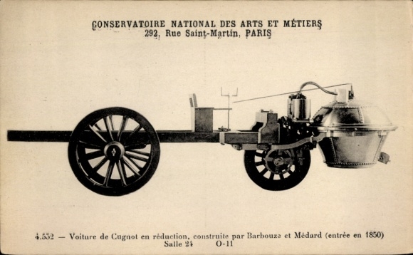 CPA Reklame, Conservatoire National des Arts et Metiers, Paris, Voiture du Cugnot