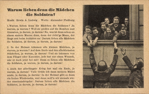 Song Postcard Why do girls love soldiers, Wehrmacht soldiers