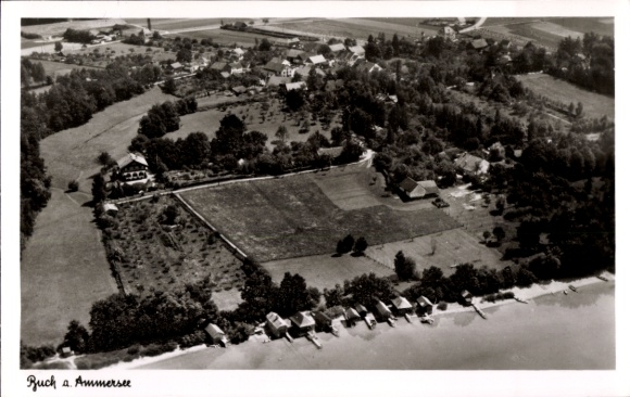 Postcard Buch am Ammersee Inning Upper Bavaria, aerial photograph