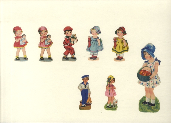 8 Oblaten Kindermotive, Puppen, Spielzeug, ca. 12 x 5 cm und 6 x 3 cm