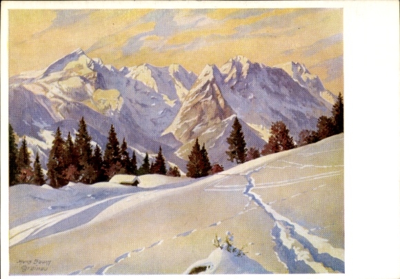 Künstler Ak Saum, H., Werdenfelser Land im Winter