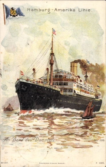 Künstler Ak Dampfer der Hamburg Amerika Linie, HAPAG