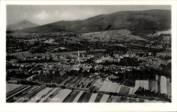 Postcard Sinzheim in Baden, aerial photograph