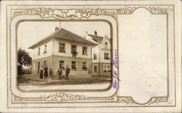 Passepartout Photo Postcard Wolfertschwenden in Unterallgäu, residential building, residents
