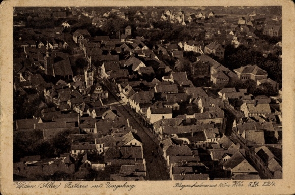Postcard Verden an der Aller, town hall with surroundings, aerial photograph
