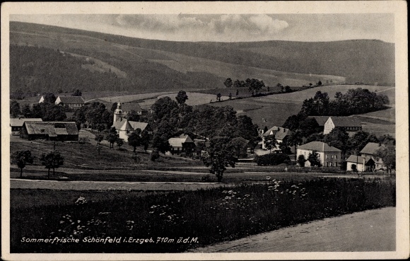 Postcard Schönfeld Dippoldiswalde in the Eastern Ore Mountains, view of the town