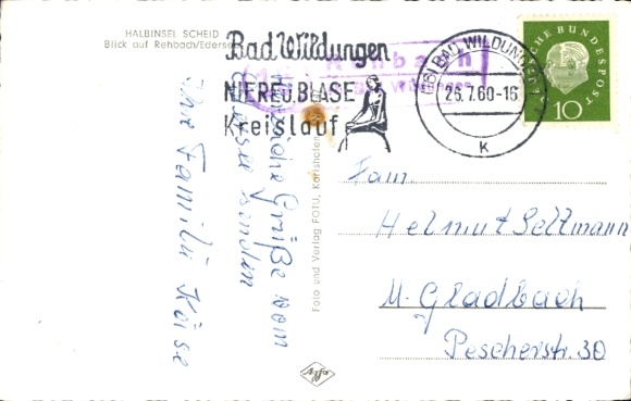 KP Landpoststempel Rehbach przez Bad Wildungen