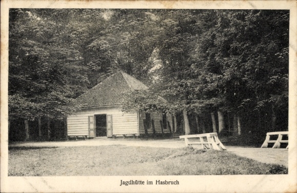 Postcard Hude near Oldenburg, Hasbruch primeval forest, hunting lodge