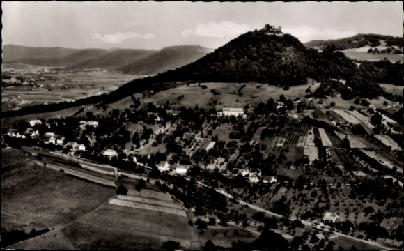 Ak Bechtersbohl Küssaberg, Blick auf den Ort, Berg, Burg, Felder