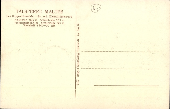 Postcard Malter Dippoldiswalde, dam, valley side, slide house, cascade