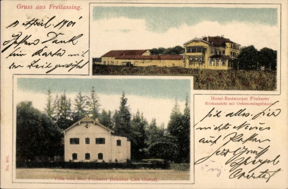 Postcard Freilassing in Berchtesgadener Land Upper Bavaria, Villa Föckerer, owner Carl Oertel, Hotel
