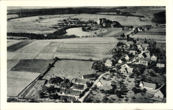 Postcard Hülen Lauchheim in Ostalbkreis, Kapfenburg Castle, aerial photograph