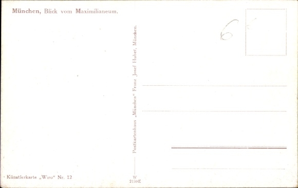 Artist Postcard Munich, view of the city from the Maximilianeum