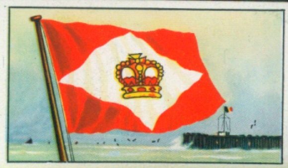 Verzamelfoto rederijvlaggen van de wereldkoopvaardijvloot nr. 328, Cie. Maritieme Belge Antwerpen