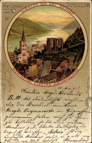 Chromo-Litho Bacharach am Rhein, Wertheim's Electra sewing machines