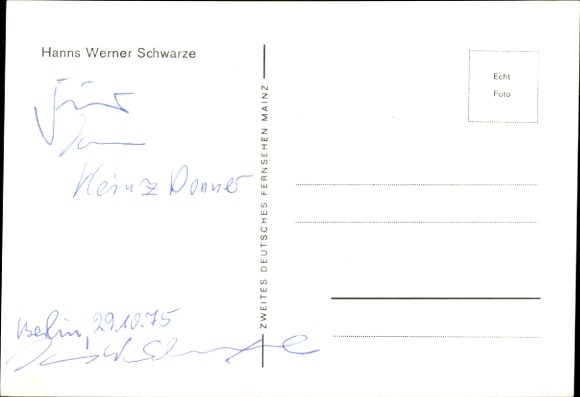 Postcard Journalist Hanns Werner Schwarze, Portrait, Autograph