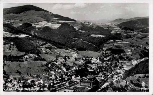 Postcard Zell im Wiesental, aerial photograph