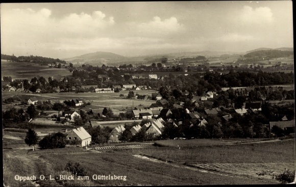 Ak Oppach in Oberlausitz, Panorama met Güttelsberg