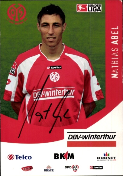 Autograph card footballer Mathias Abel, 1. FSV Mainz 05