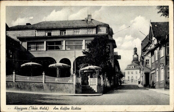 Postcard Königsee Thuringian Forest, Am Kaffee Richter, street section