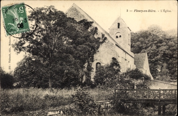 Ak Fleury en Bière Seine et Marne, Kirche