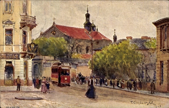 Artysta KP Cieślewski, T., Warszawa Warszawa Polska, Ul. Senatorska, tramwaj