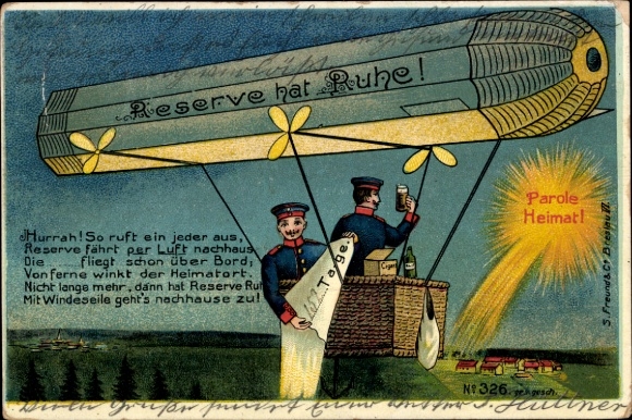Litho Reserve hat Ruhe, Soldaten, Luftschiff