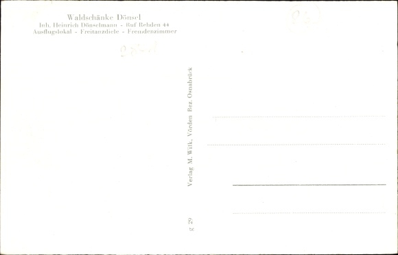 Postcard Dönsel Dickel in the district of Diepholz, forest tavern by Heinrich Dönselmann, garden, Dönseler See