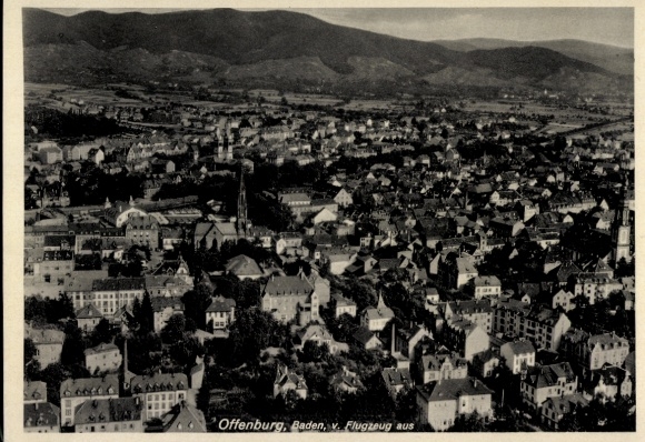 Postcard Offenburg in Baden Schwarzwald, aerial photograph