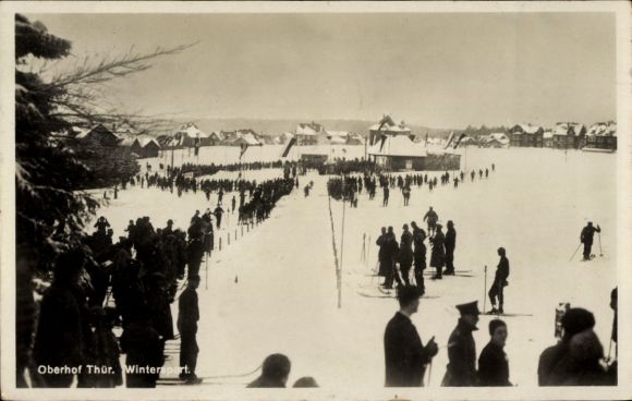 Postcard Oberhof in the Thuringian Forest, winter view, ski competition