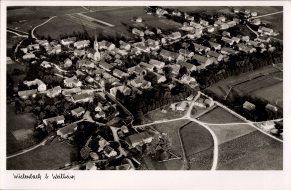 Postcard Wielenbach Upper Bavaria, aerial photograph