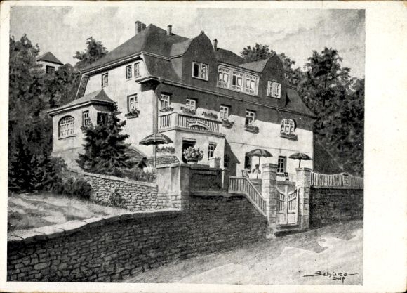 Postcard Celle in Lower Saxony, Hotel Hubertus, large building, high-rise, surrounded by trees, with balcony