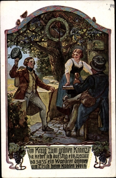 Song Postcard Um Krug zum Grüne Kranze, inn scene
