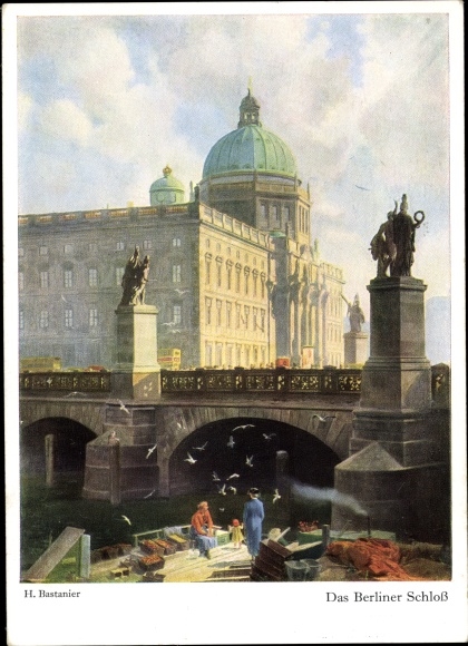 Artist Postcard Bastanier, Berlin Mitte, Berlin Castle, Bridge, HDK