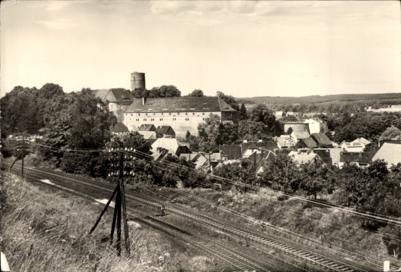 Ak Bad Belzig in der Mark, Burg Eisenhardt, spoorlijn