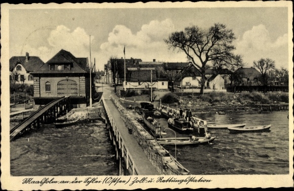 Ak Maasholm in Sleeswijk-Holstein, douane- en reddingsstation