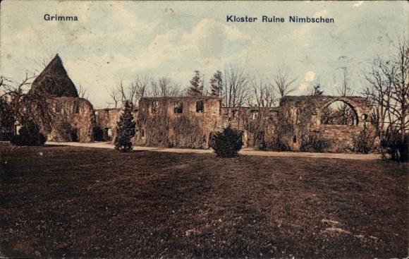 Ak Grimma in Saksen, ruïnes van het Nimbschen-klooster