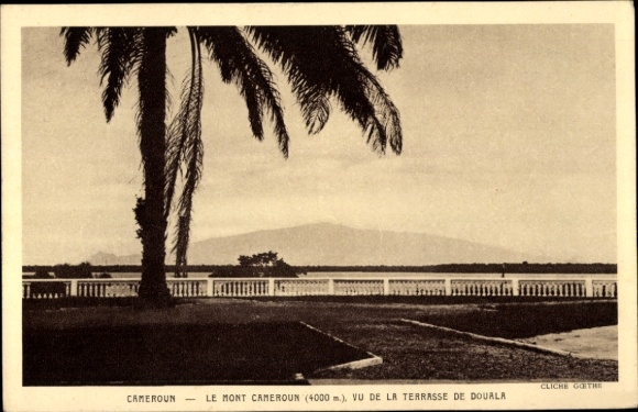 Postcard Cameroon, Mount Cameroon seen from the Douala Terrace