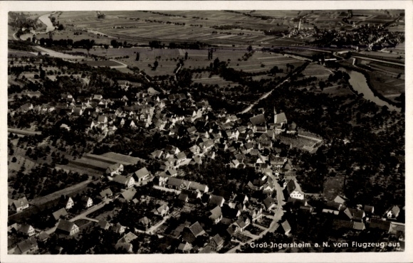 Postcard Großingersheim Ingersheim am Neckar, aerial photograph