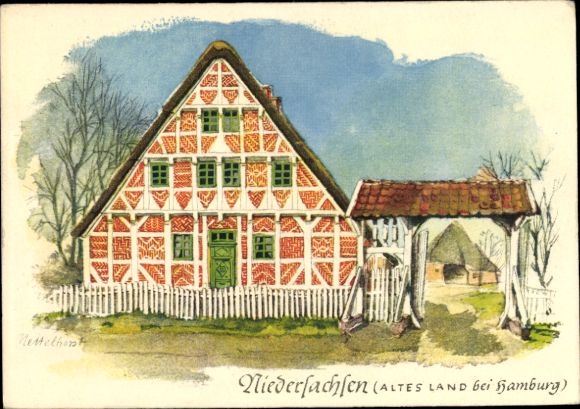 Künstler Ak Nettelhorst, Estebrüggen Jork, Bauernhaus